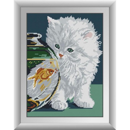 Біле кошеня. Dream Art (30343D) - Вишивка хрестиком і бісером - Овечка Рукодільниця