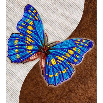Набор для вышивки бисером бабочки с водорастворимым флизелином Вдохновение Морфо Киприда NBFL-010 - Вышивка крестиком и бисером - Овца Рукодельница