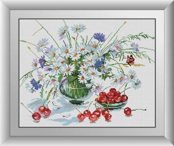 Набор для рисования камнями алмазная живопись Dream Art Ромашки и черешня (квадратные, полная) 30399D - Вышивка крестиком и бисером - Овца Рукодельница