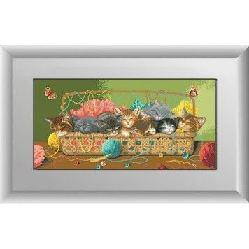 Набір для малювання камінням алмазна живопис Dream Art Сплячі кошенята (квадратні, повна) 30042D - Вишивка хрестиком і бісером - Овечка Рукодільниця
