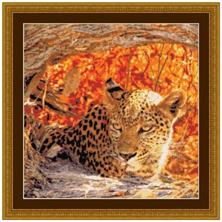 Набор для вышивания Kustom Krafts 98437 Затаившийся леопард - Вышивка крестиком и бисером - Овца Рукодельница