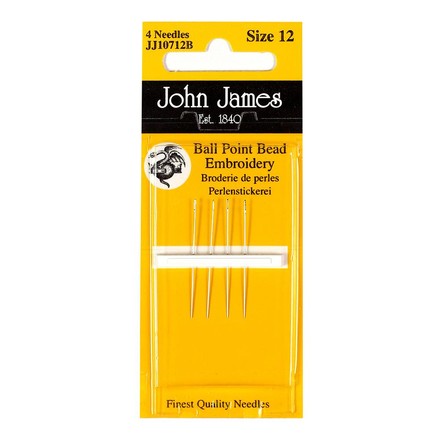 Ball Point Bead Embroidery №12 (4шт). Набор коротких бисерных игл с закругленным кончиком. John James (Англия) (JJ10712B) - Вышивка крестиком и бисером - Овца Рукодельница