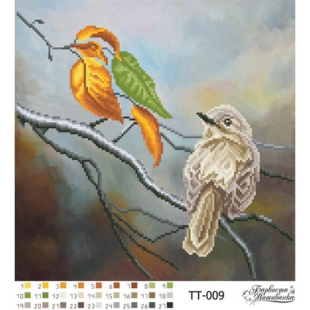 Схема картини Дві пташки для вишивки бісером на тканині ТТ009пн3131 - Вишивка хрестиком і бісером - Овечка Рукодільниця