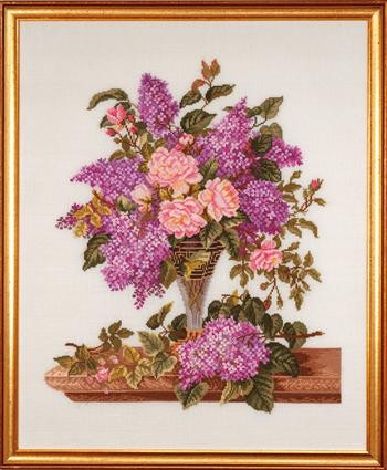 Троянди та бузок. Набір для вишивання хрестом. Eva Rosenstand (14-185) - Вишивка хрестиком і бісером - Овечка Рукодільниця