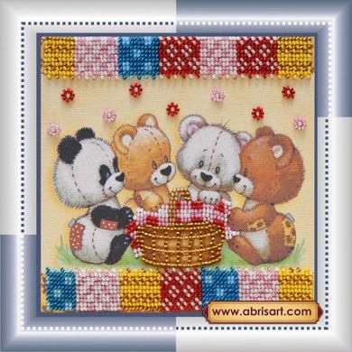 Мишки и корзинка. Набор для вышивания бисером. Абрис Арт (AM-049) - Вышивка крестиком и бисером - Овца Рукодельница