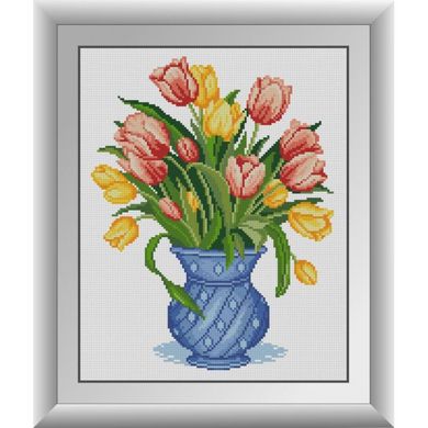 Тюльпани у синій вазі. Dream Art (30715D) - Вишивка хрестиком і бісером - Овечка Рукодільниця
