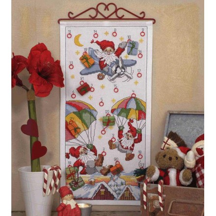 Набор для вышивания Anchor 01500 Santa Parachuting Calendar/Календарь Санты с парашютами - Вышивка крестиком и бисером - Овца Рукодельница