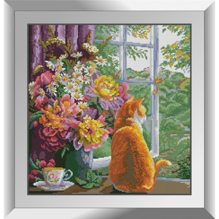 Рыжий наблюдатель (кот). Dream Art. Набор алмазной мозаики (квадратные, полная) 31635 - Вышивка крестиком и бисером - Овца Рукодельница