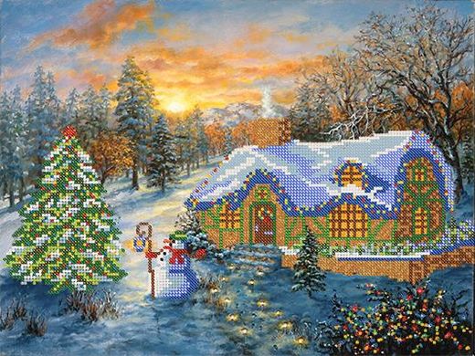 Рождественский домик. Ткань с рисунком для вышивания бисером. Марічка (РКП-071) - Вышивка крестиком и бисером - Овца Рукодельница