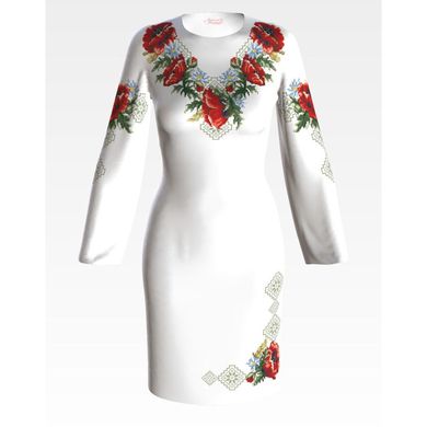 Набір для вишивки нитками Барвиста Вишиванка заготовки жіночої сукні – вишиванки Маковий розмай ПЛ086шБннннi