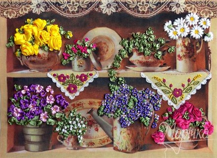 Бабусині квіти. Набори для вишивання стрічками. Марічка (НЛ-3043) - Вишивка хрестиком і бісером - Овечка Рукодільниця