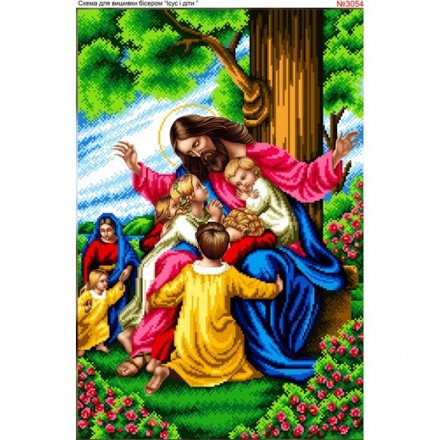 Ісус та діти Схема для вишивки бісером Biser-Art 3054ба - Вышивка крестиком и бисером - Овца Рукодельница