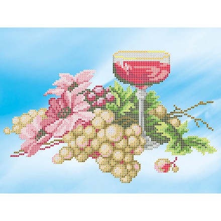 Вино та виноград Атлас з малюнком для часткової вишивки бісером Ангеліка A-537 - Вишивка хрестиком і бісером - Овечка Рукодільниця