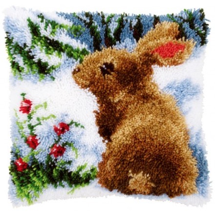 Кролик на снігу Набір для вишивання в килимовій техніці (подушка) Vervaco PN-0147712 - Вишивка хрестиком і бісером - Овечка Рукодільниця