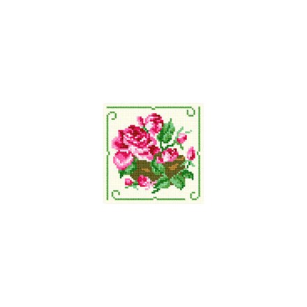 Розовые розы в горшке Ткань для вышивания с нанесённым рисунком Orchidea O-1242 - Вышивка крестиком и бисером - Овца Рукодельница