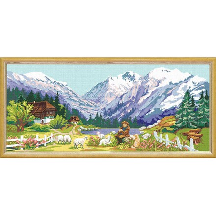 Пейзаж «Сині гори» Набір для вишивання із муліне Чарівниця BS-27 - Вишивка хрестиком і бісером - Овечка Рукодільниця