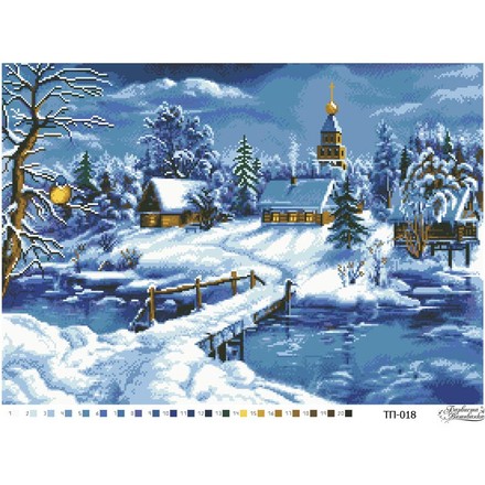 Схема картины Сказочная зима для вышивки бисером на ткани ТП018пн6144 - Вышивка крестиком и бисером - Овца Рукодельница